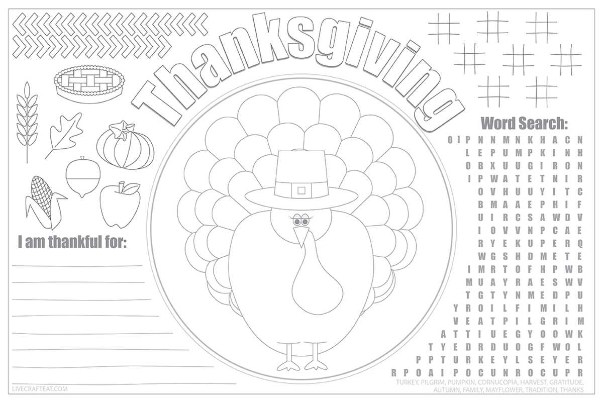 free thanksgiving printable placemats