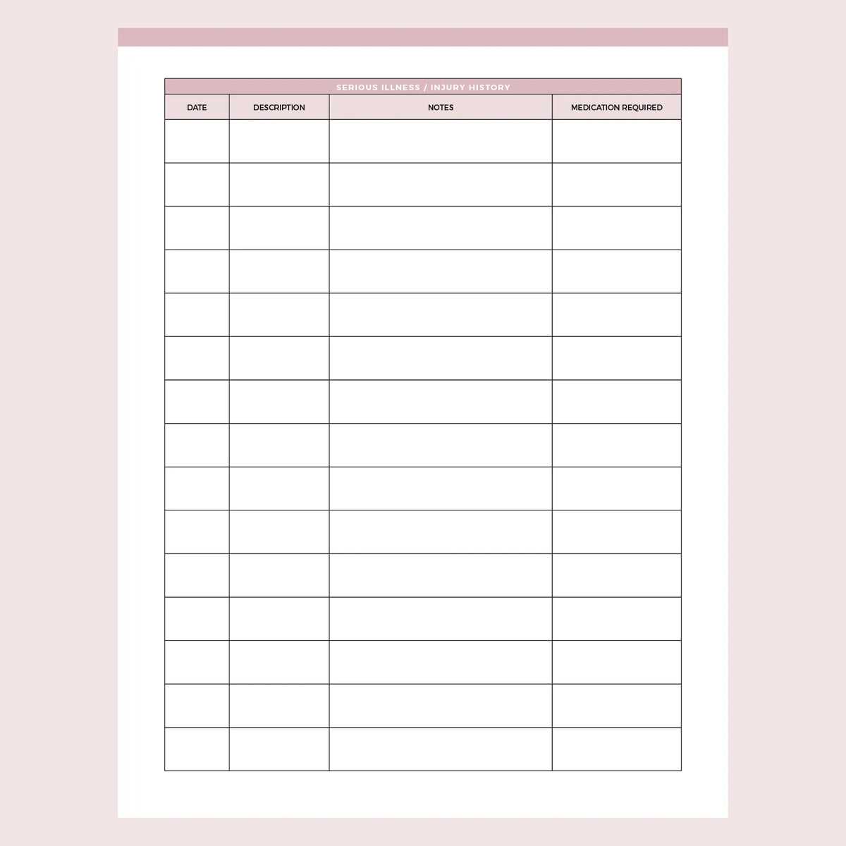 general printable medical history form template general printable medical history form template