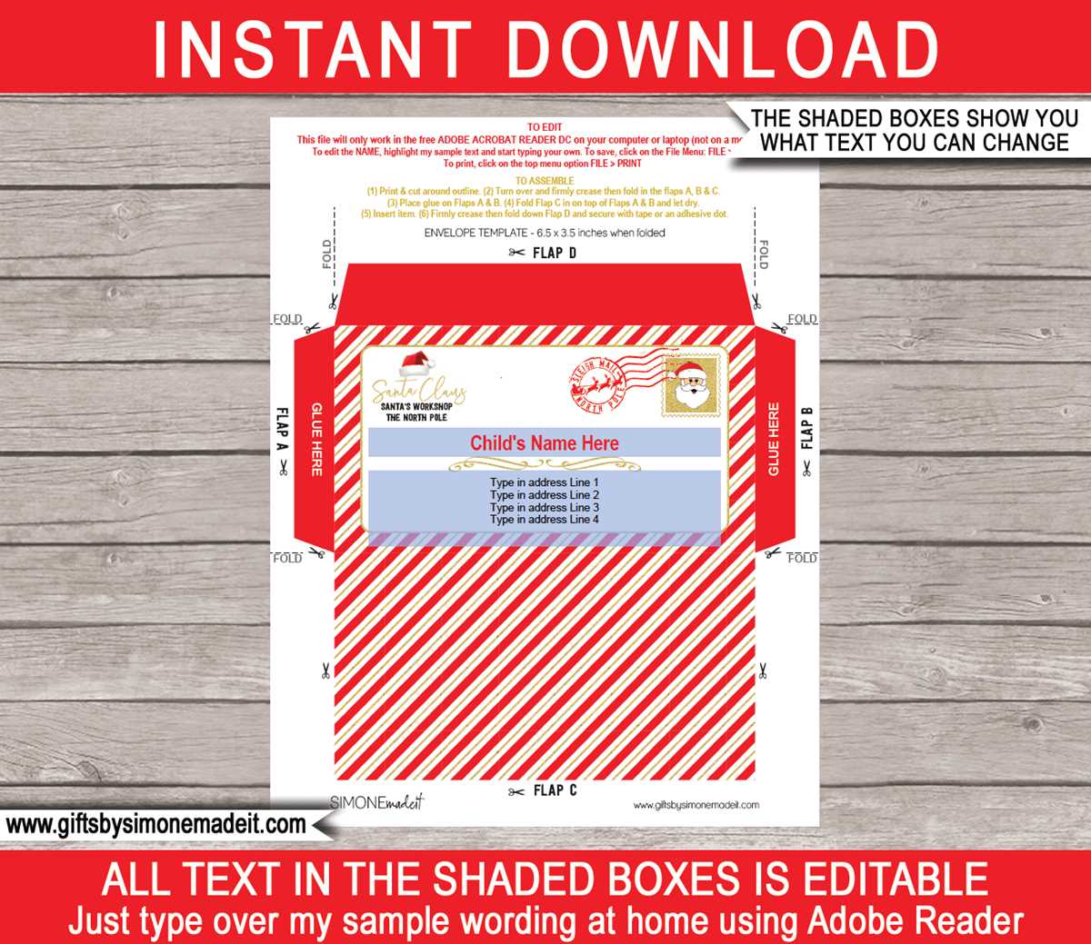 santa claus printable envelopes free