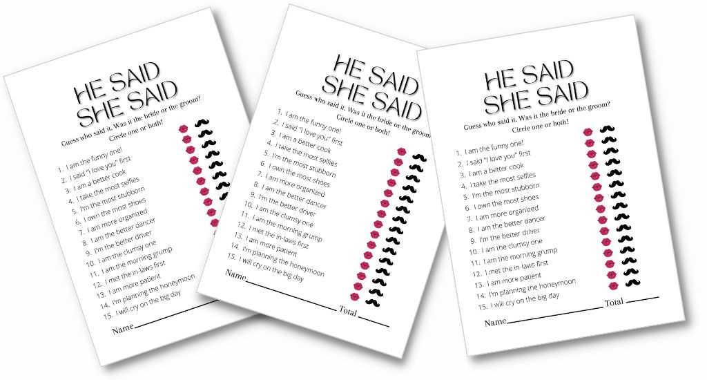 free printable bridal shower games he said she said free printable bridal shower games he said she said
