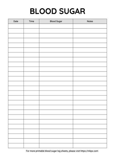 blood glucose log free printable