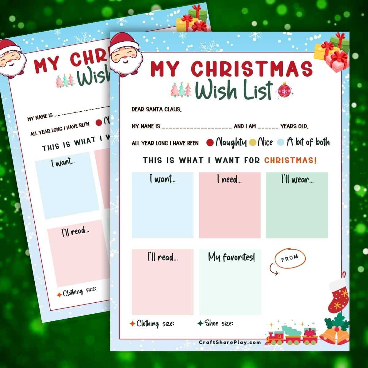 free printable list for santa