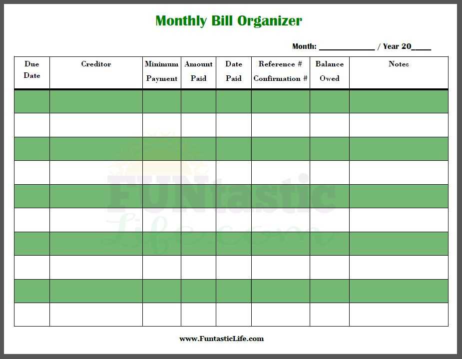 monthly bills printable monthly bills printable