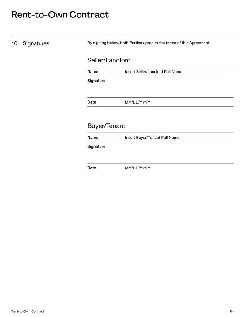 printable rent to own agreement printable rent to own agreement