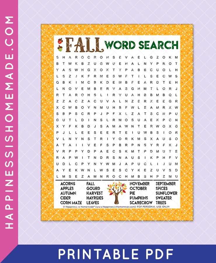 free fall word search printable