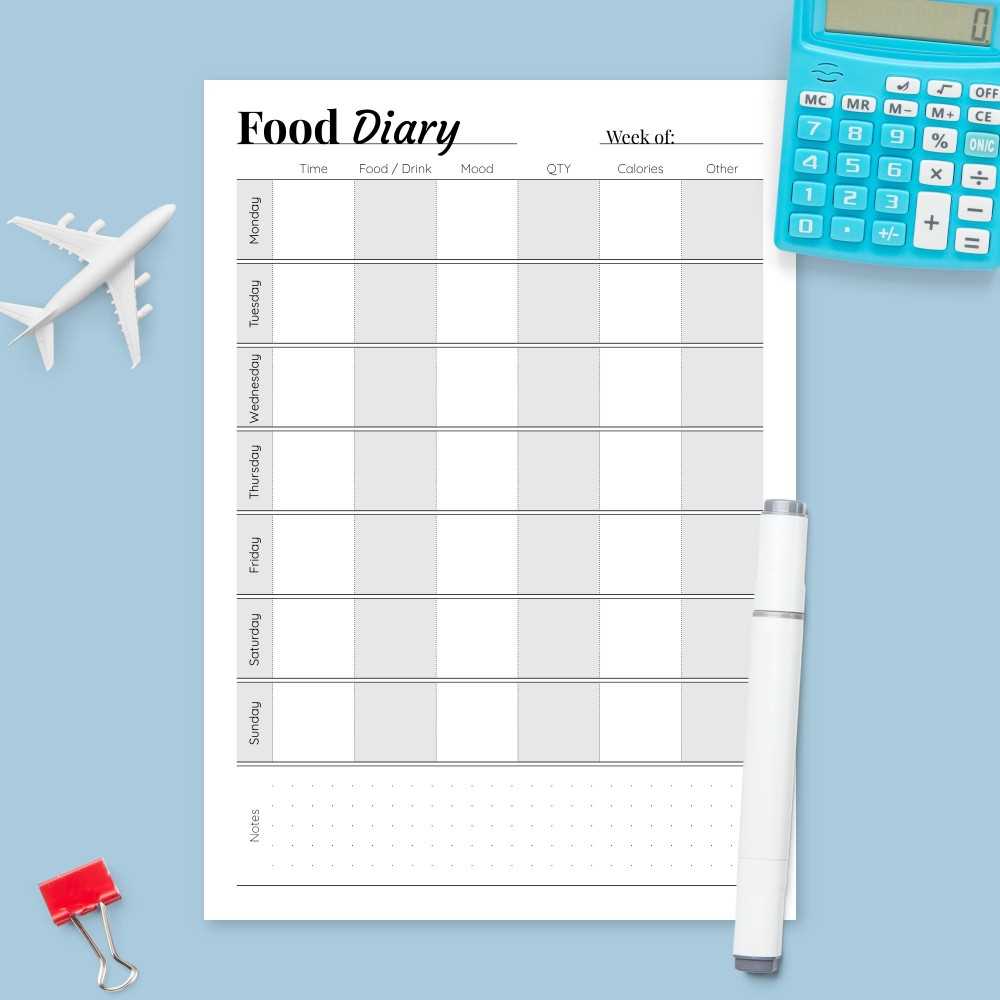 free printable food log template free printable food log template