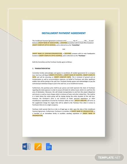 printable payment agreement form