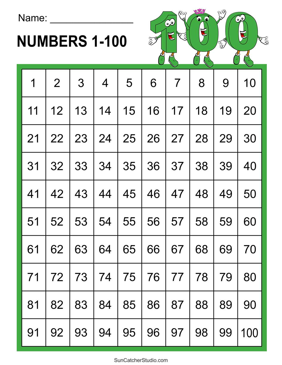 printable number chart 1 20