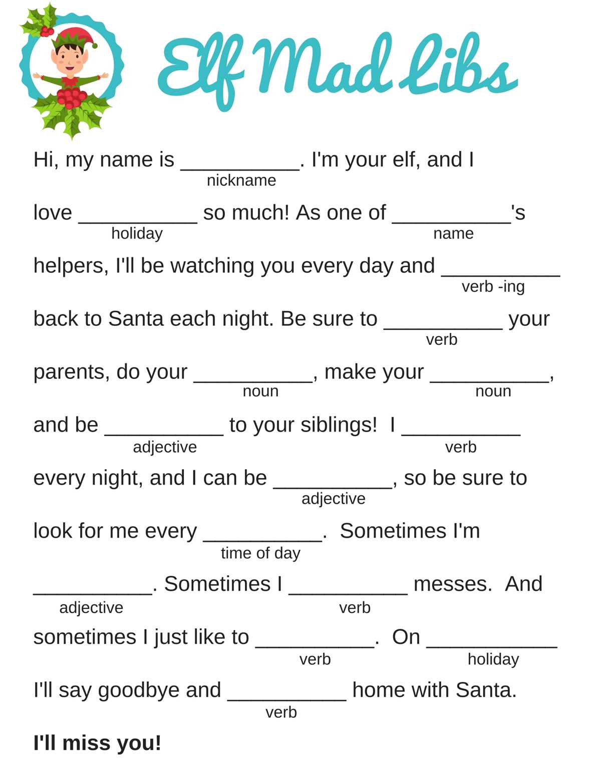 free printable mad libs for christmas free printable mad libs for christmas