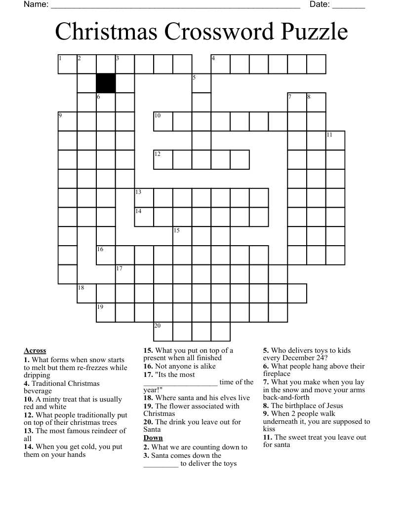 christmas printable crossword