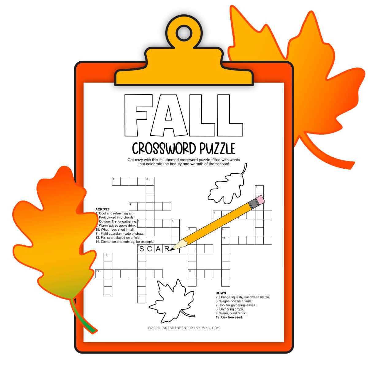 fall crossword puzzle printable fall crossword puzzle printable