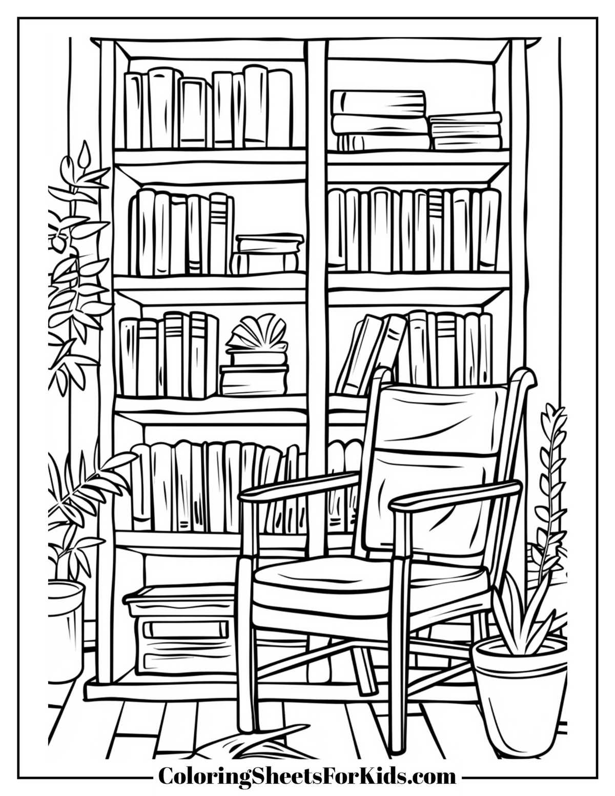library coloring pages printables