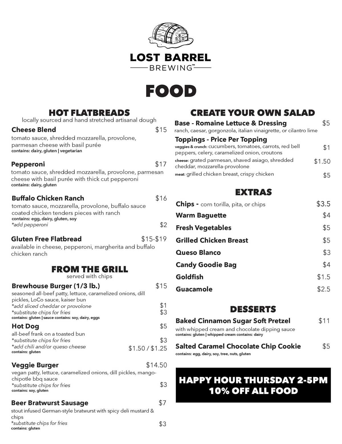 beer barrel printable menu