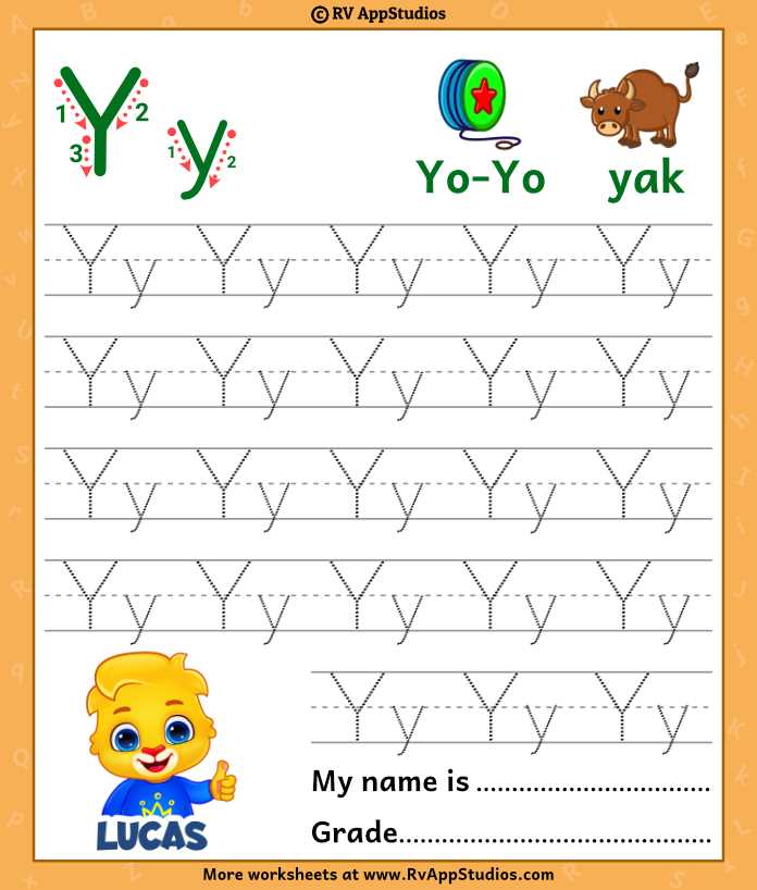 letter y printable worksheets
