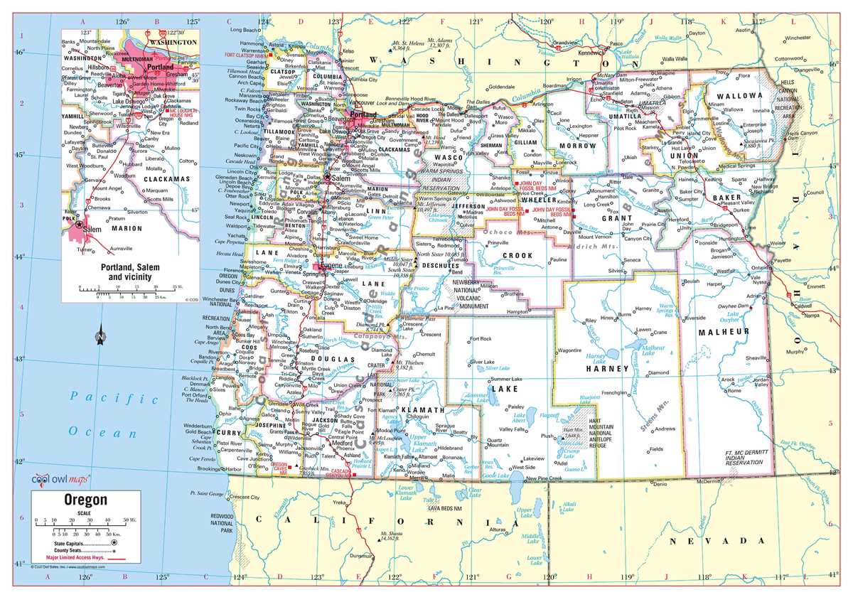 map of oregon printable map of oregon printable