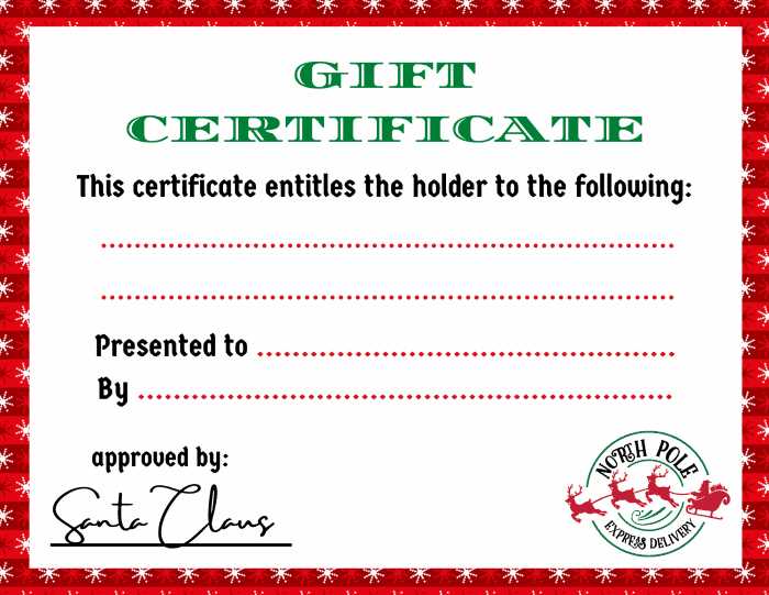 free printable gift certificate christmas free printable gift certificate christmas