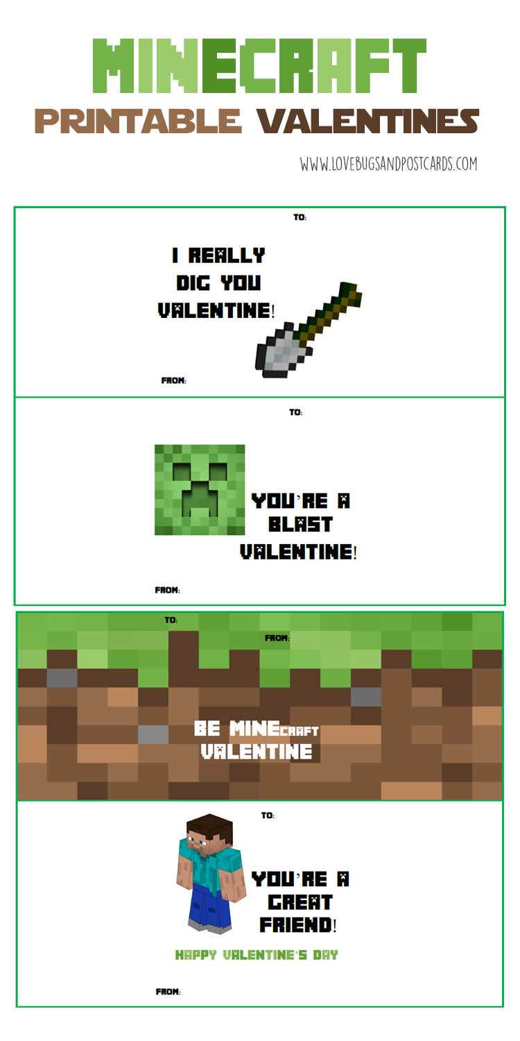 minecraft valentines printable minecraft valentines printable