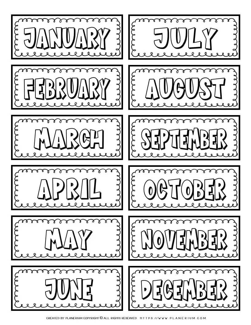 month of the year printable free month of the year printable free