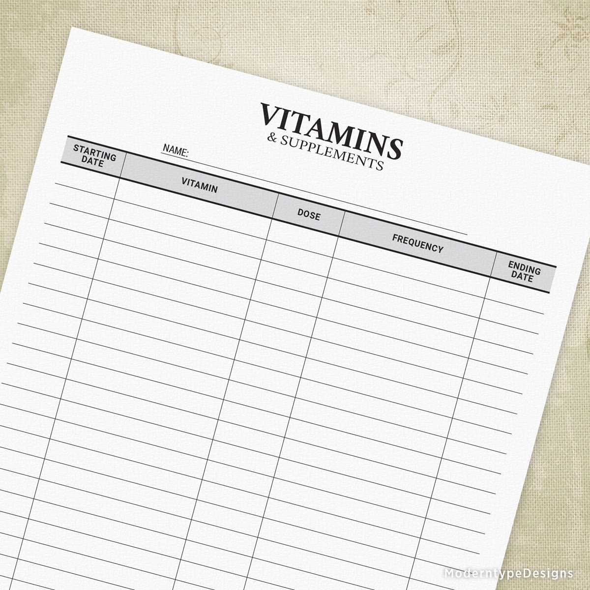 printable vitamin chart