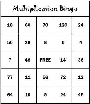 multiplication bingo free printable