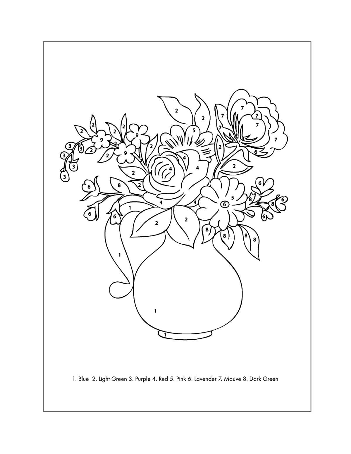 color by number printables hard