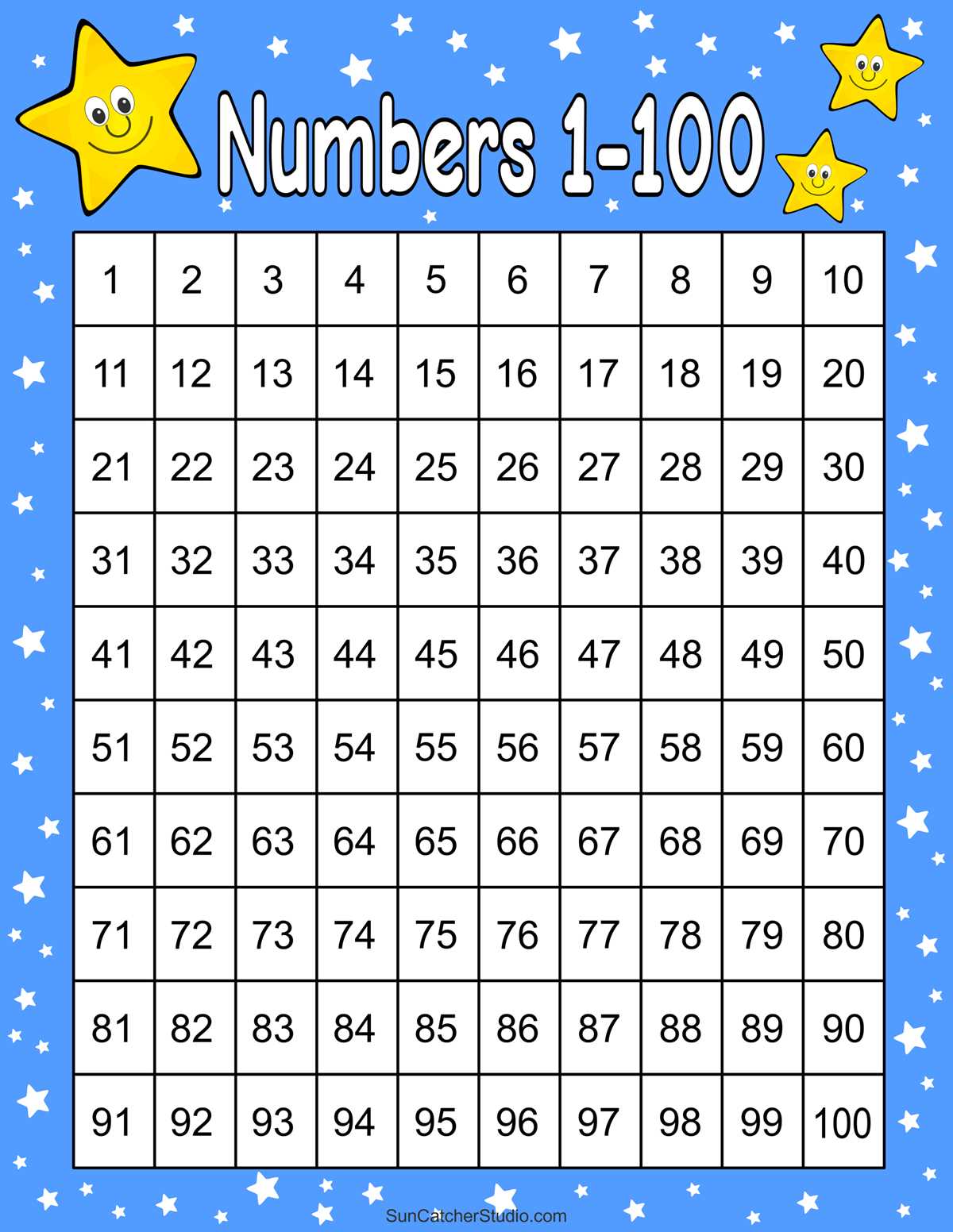 numbers 1 100 printable