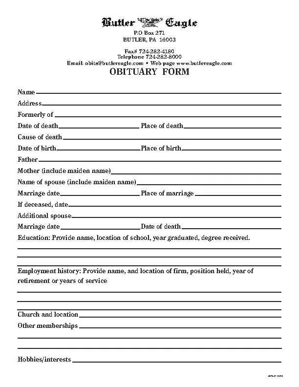 obituary template printable obituary template printable