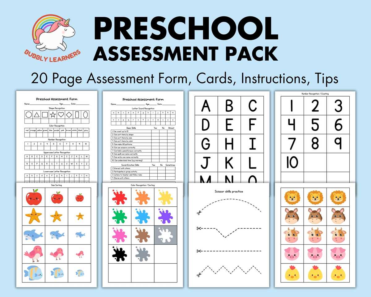 free preschool assessment printables