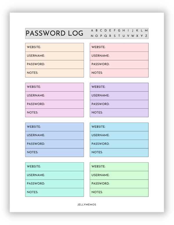 password sheet printable