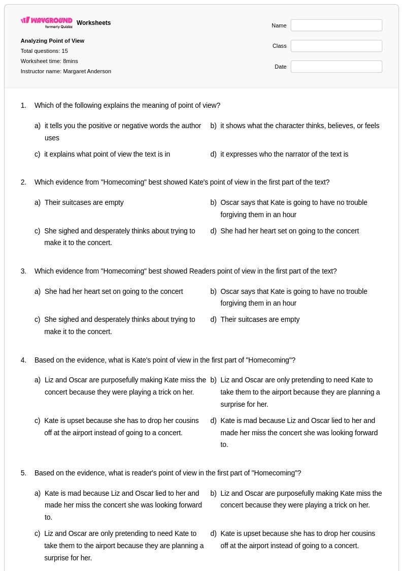 point of view printables point of view printables