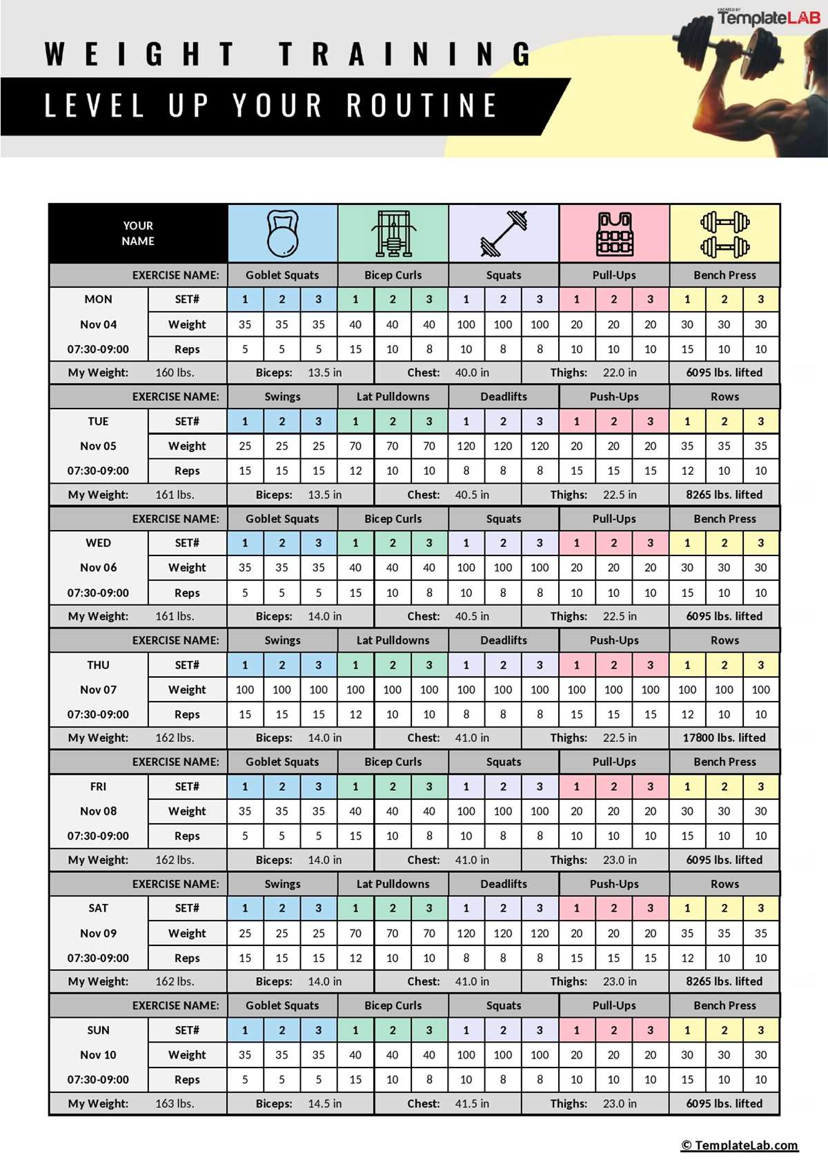printable workout log printable workout log