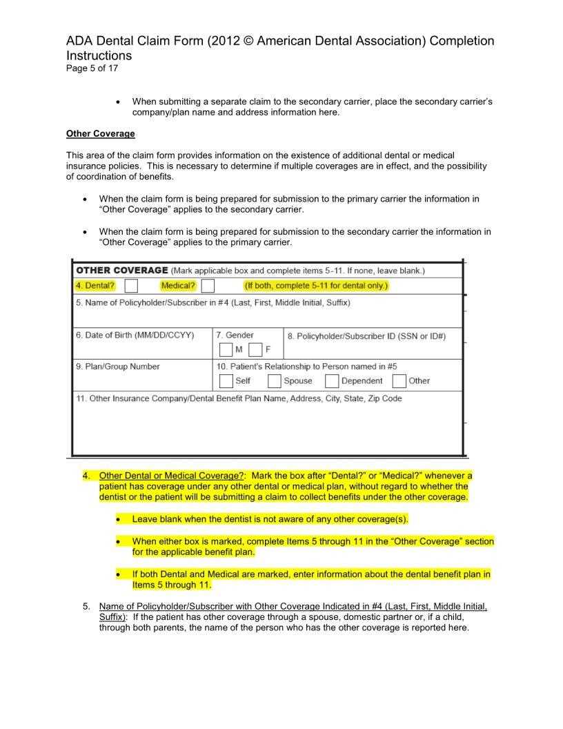 printable ada dental claim form printable ada dental claim form