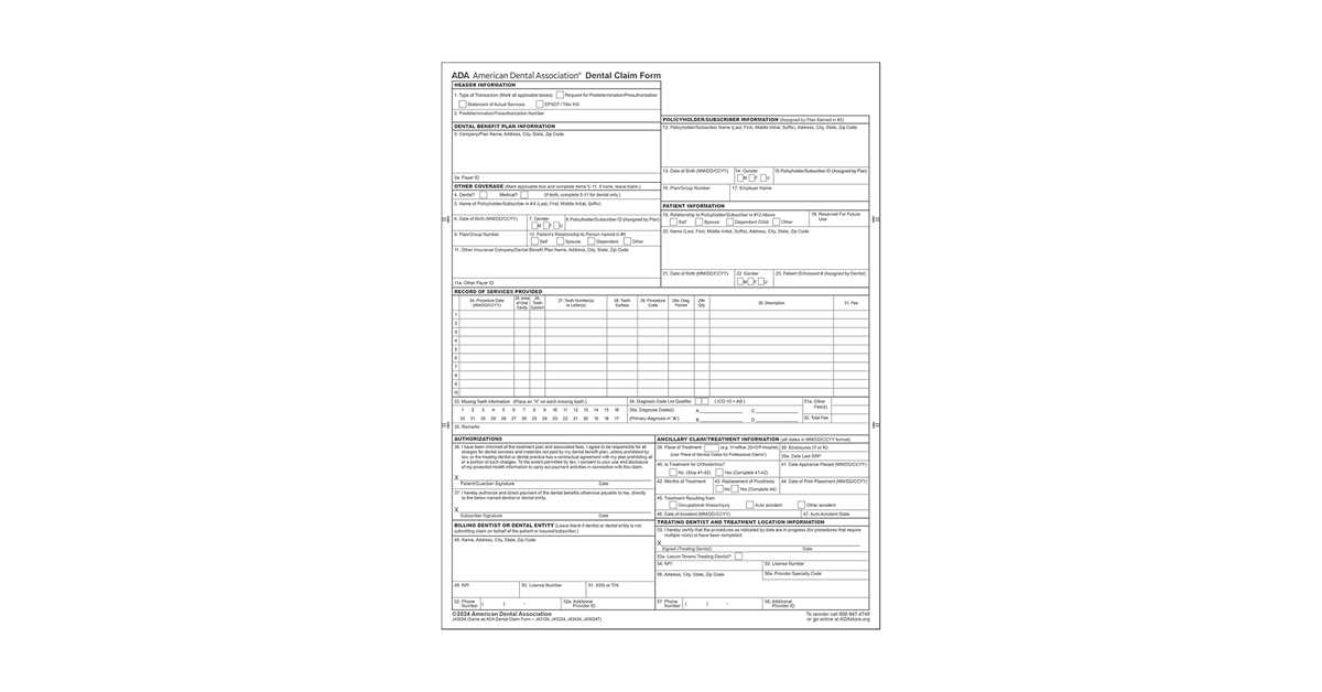 printable ada dental claim form printable ada dental claim form
