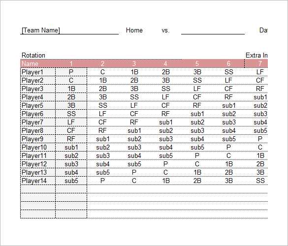printable baseball lineup template printable baseball lineup template