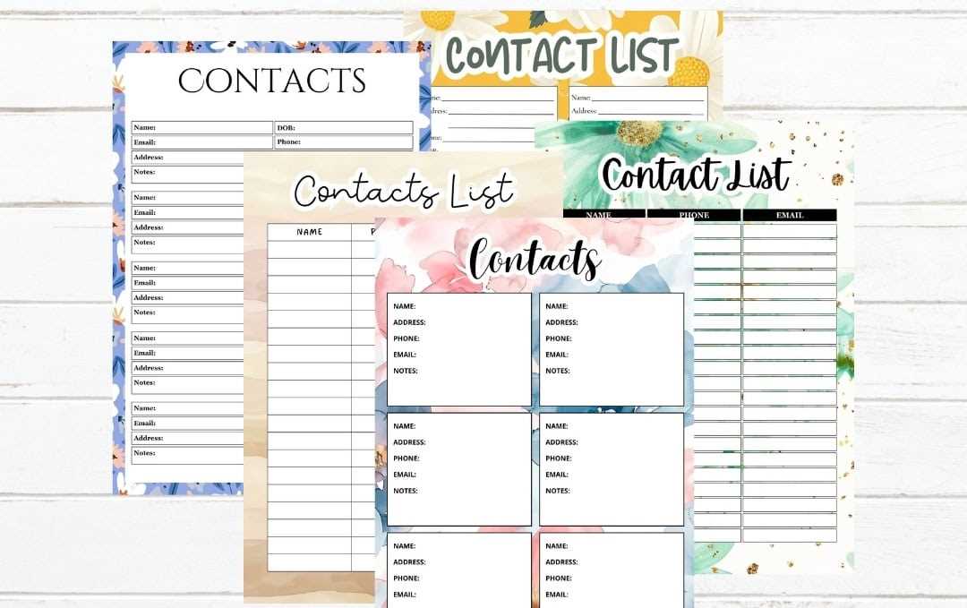 printable cute contact list template printable cute contact list template