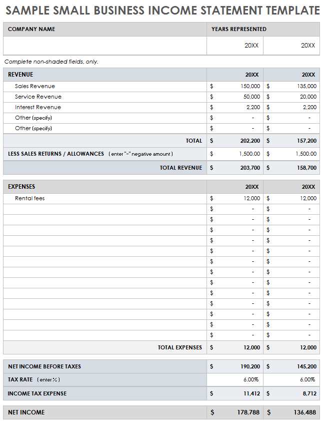 printable financial statement template