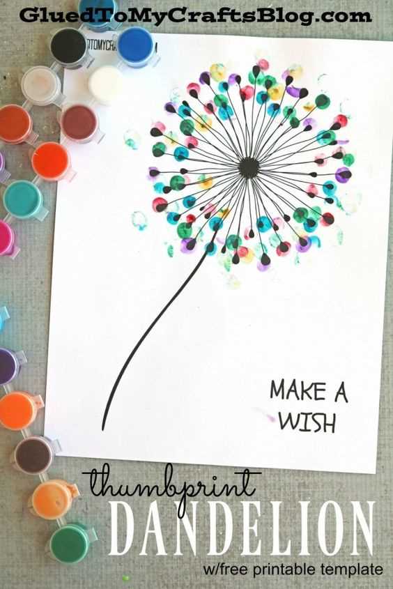 printable free thumbprint dandelion template