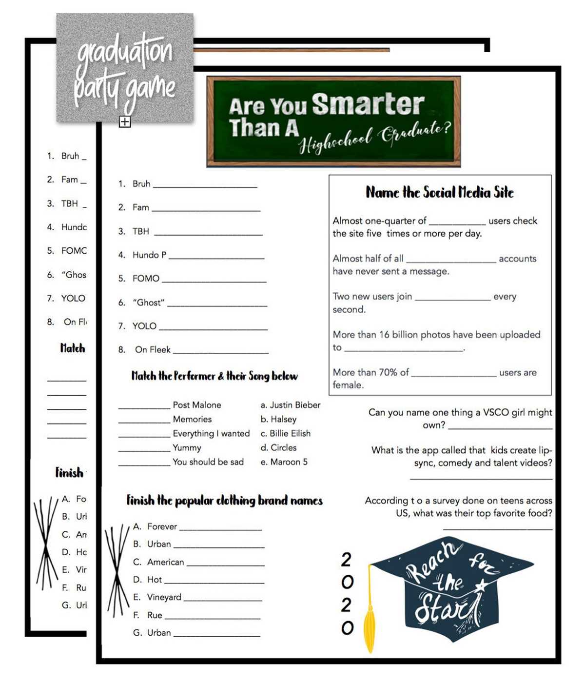 printable graduation games