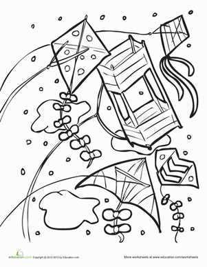 printable kite coloring page