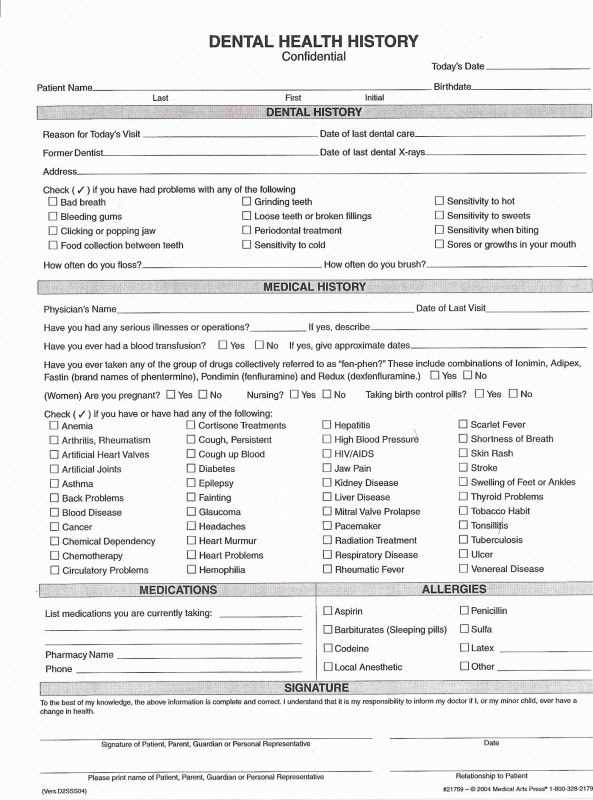 printable medical history update form for dental office printable medical history update form for dental office