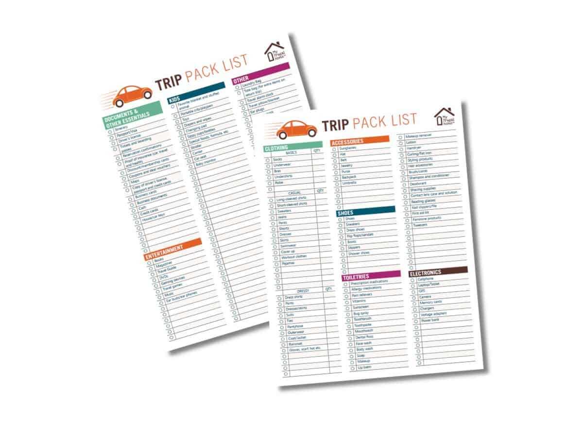 printable packing checklist for vacation