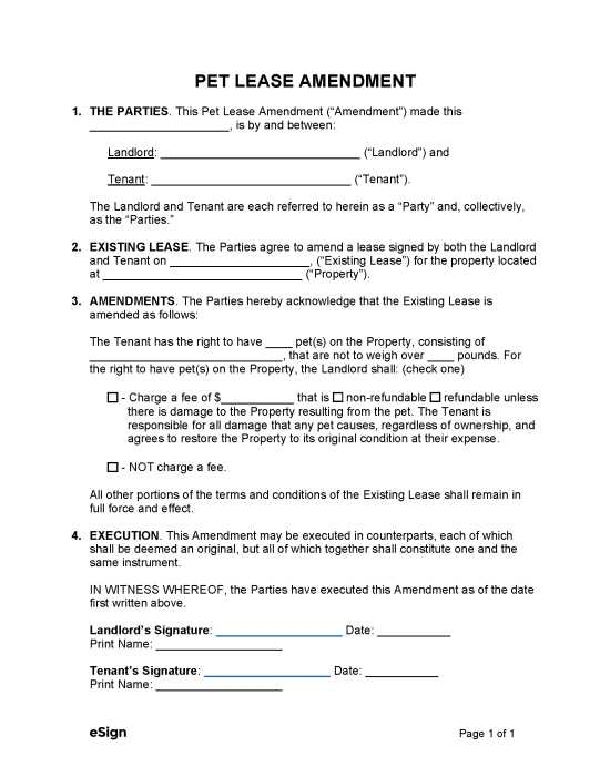 printable pet agreement form