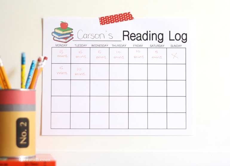 printable reading log