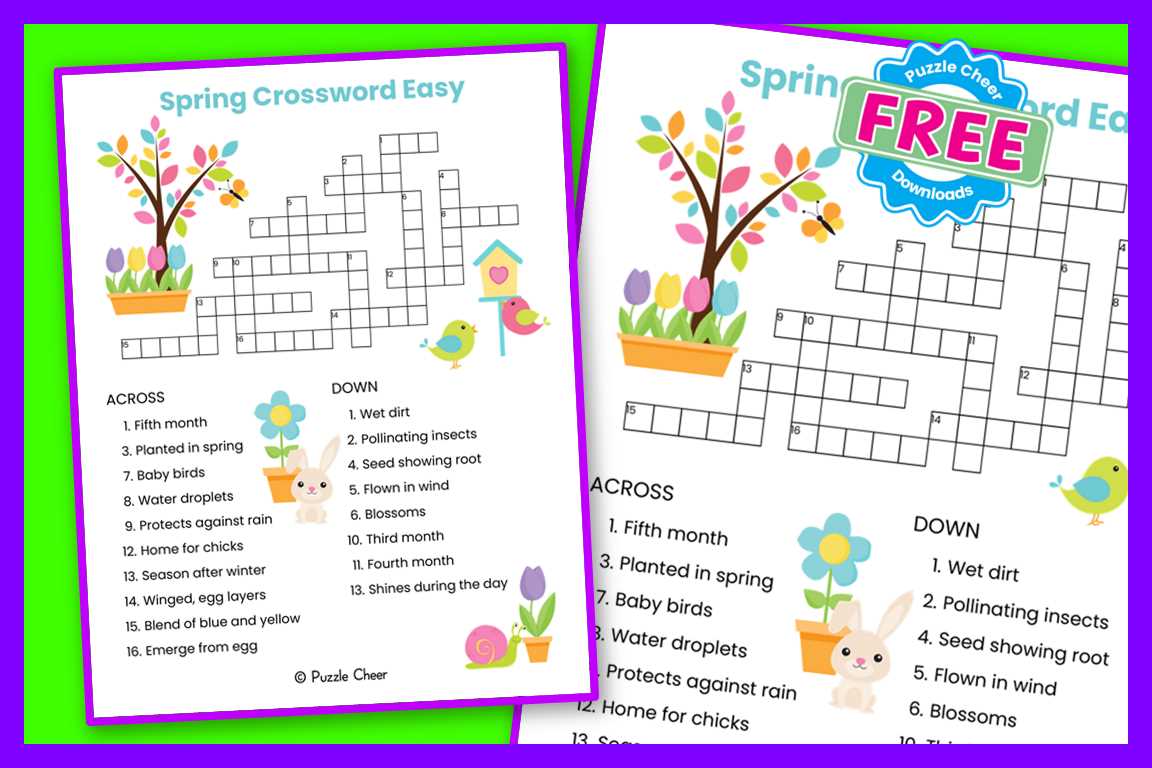 printable spring crossword printable spring crossword