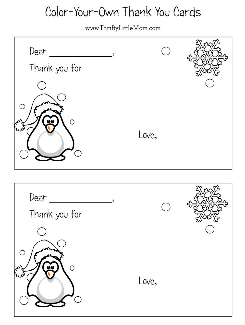 printable thank you cards to color