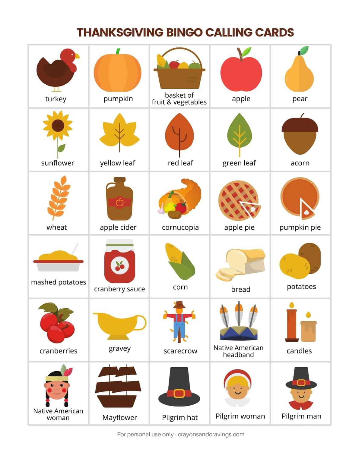 printable thanksgiving bingo game printable thanksgiving bingo game