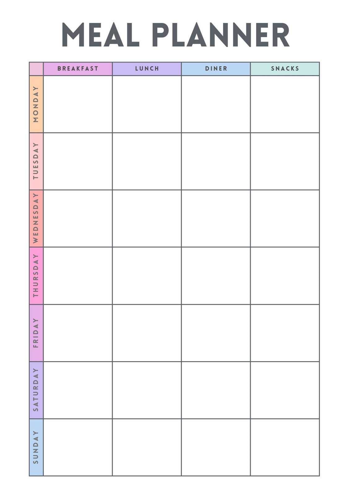 printable weekly meal planner template printable weekly meal planner template