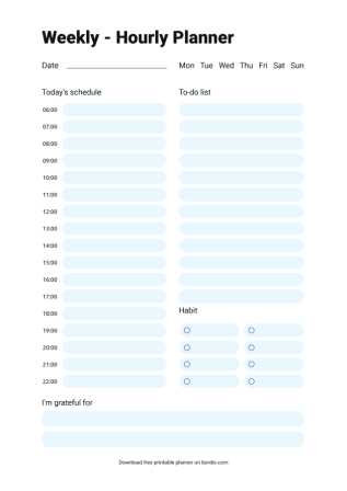 weekly hourly schedule printable weekly hourly schedule printable