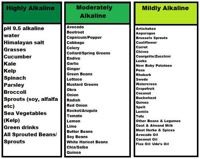 printable alkaline food chart