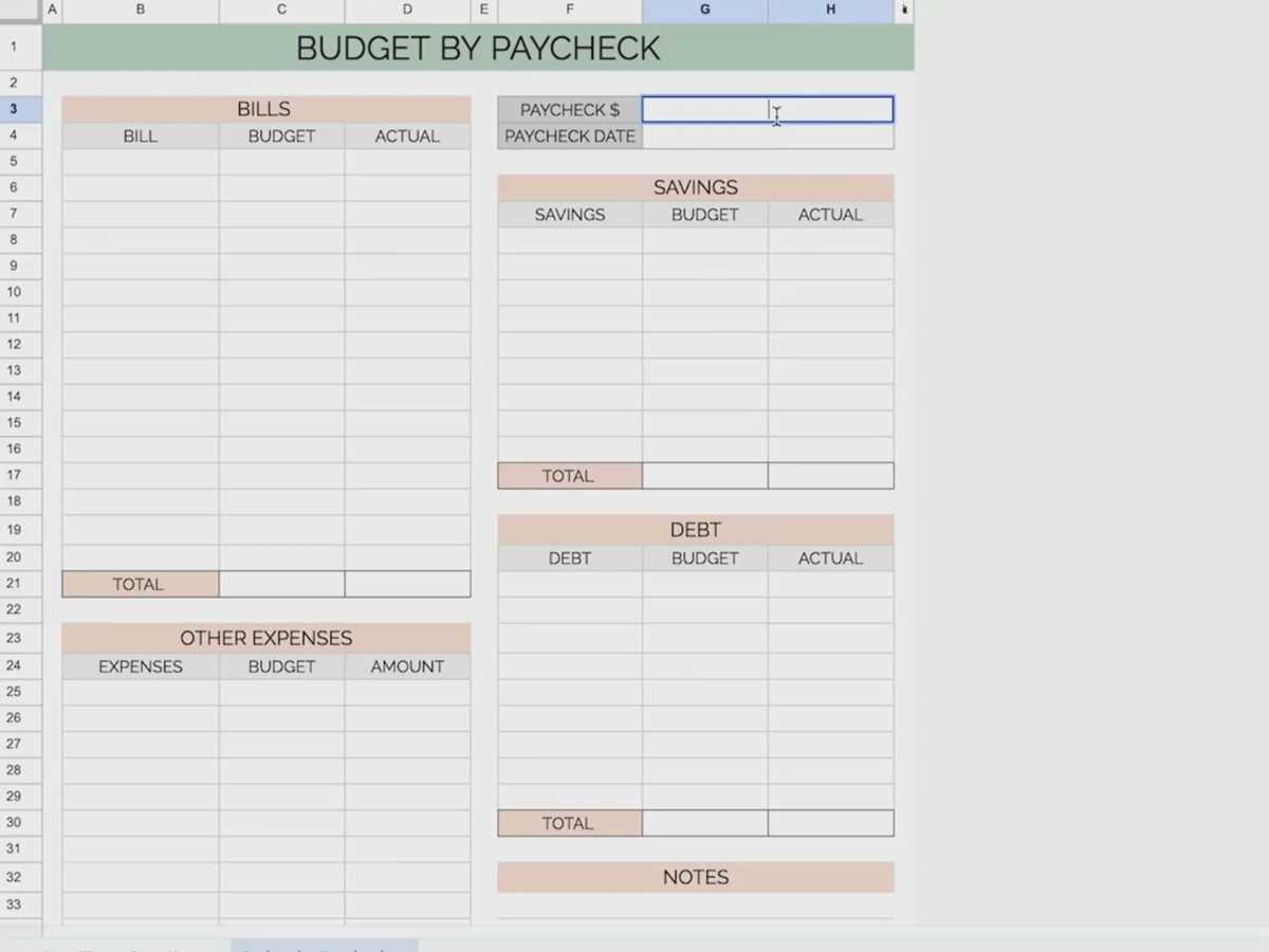 budget by paycheck printables